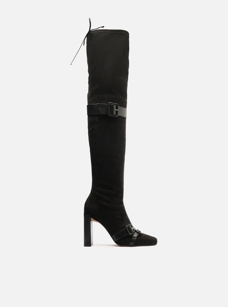 Bota Over Preta Nobuck Fivelas