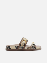 Sandália Rasteira Arezzo Snake Tiras Fivelas