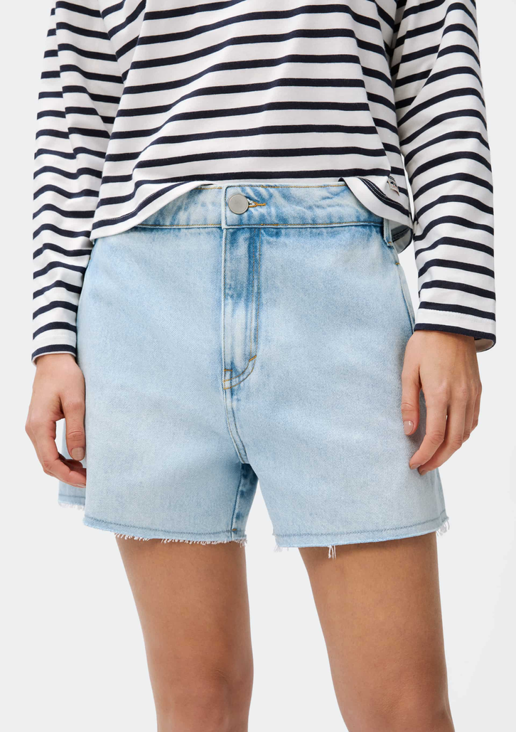 Shorts Jeans Azul Hering Barra A Fio