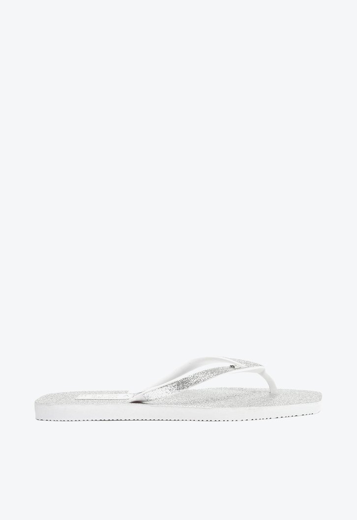 Chinelo De Dedo Branco Brizza Glitter Square