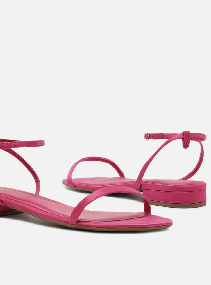 Sandália Rasteira Rosa Minimalista Preta