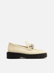 Mocassim Off-white Arezzo Couro Tratorado Metal