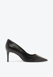 Sapato Scarpin Preto Schutz Couro Salto Médio