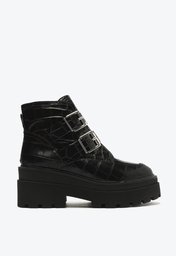 Bota Preta Schutz Tratorada Couro Croco