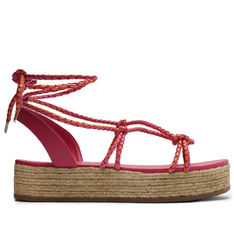 Sandália Flatform Rosa Anacapri Amarração Trançada