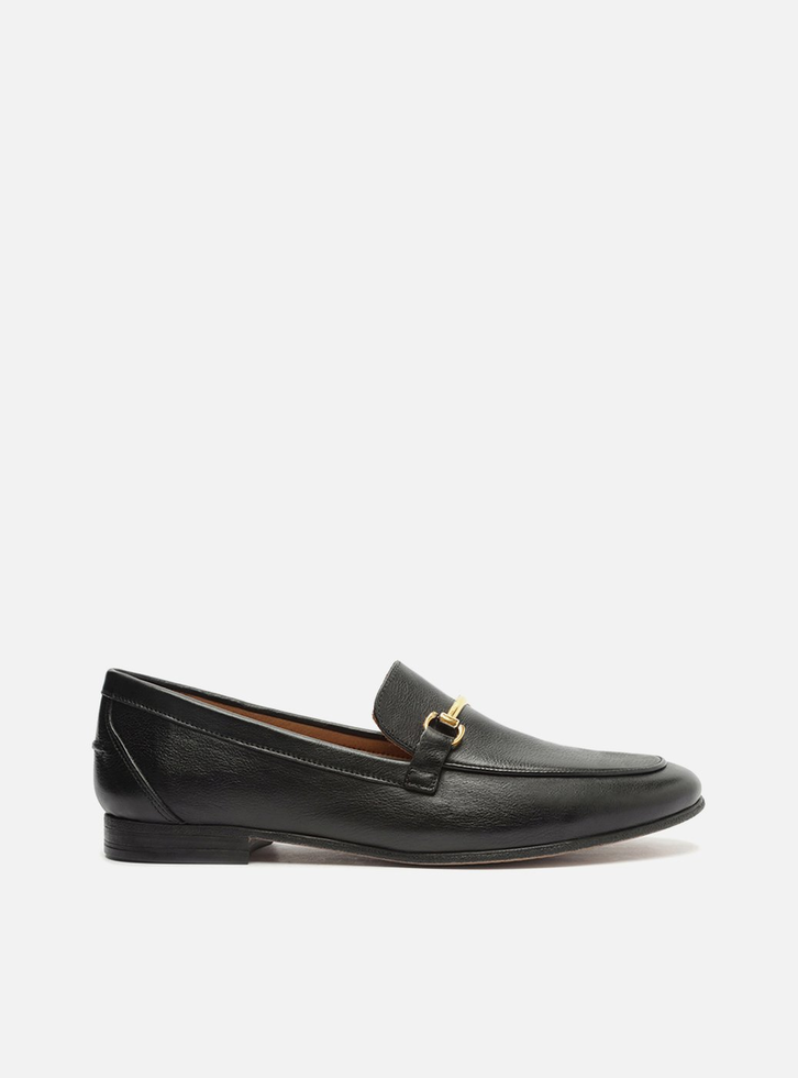 Mocassim Preto Couro Bico Fino Bridão