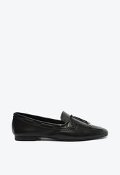 Mocassim Preto Arezzo Couro Bico Quadrado Tira