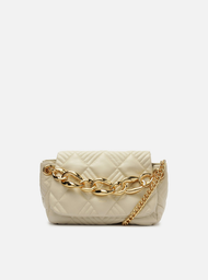 Bolsa Tiracolo Branca Couro Matelassê Média