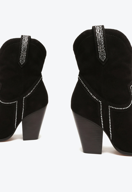 Bota Western Woody Camurça Brilho Preta