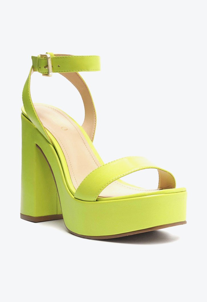 Sandália Plataforma Verde Arezzo Couro Fivela