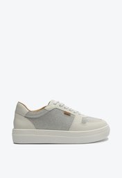 Tênis De Amarrar Branco E Prata Anacapri Glam