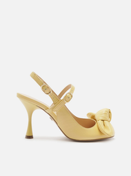 Sapato Amarelo Arezzo Boneca Couro Salto Fino Laço