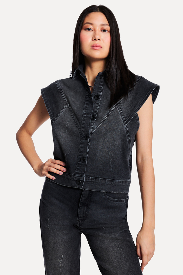 COLETE  PRETO REVERSA BLACK JEANS OVERSIZED
