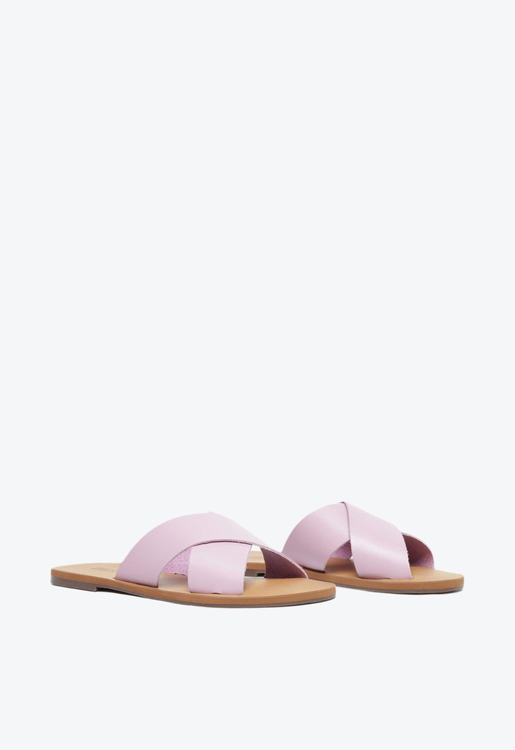 Rasteira Roxo Anacapri Lilás Tulipa Couro Tiras Cruzadas