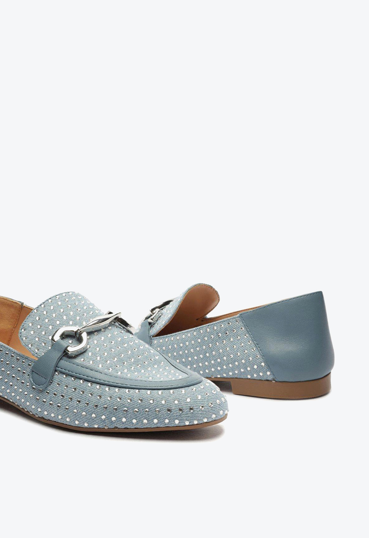 Mocassim Azul Jeans Arezzo Strass Bridão