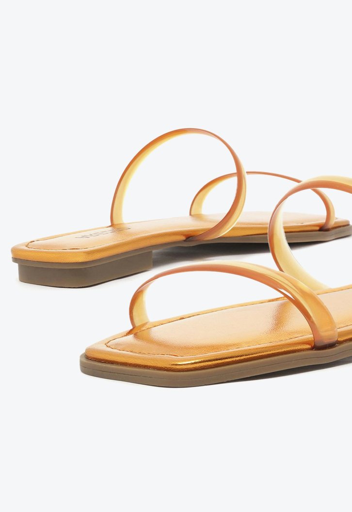 Kit Arezzo Rasteira Metalizada Laranja E Pochete