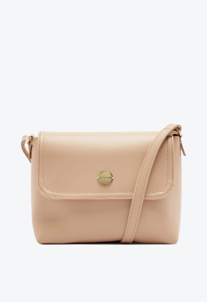 Bolsa Tiracolo Bege Anacapri Pequena Com Aba Work