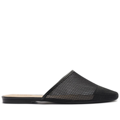 Mule Tela Transparente Preta