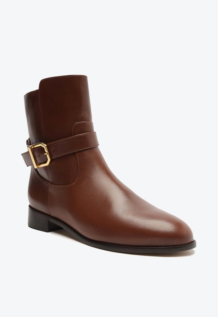 Bota Marrom Escuro Couro Cano Curto Savannah
