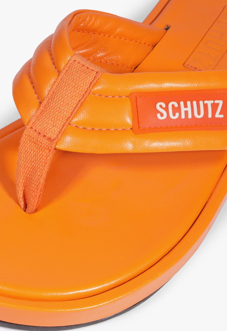 Chinelo Zoe Couro Laranja