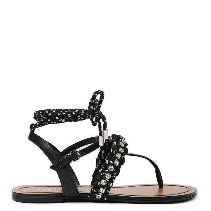 sandalia rasteira preta arezzo