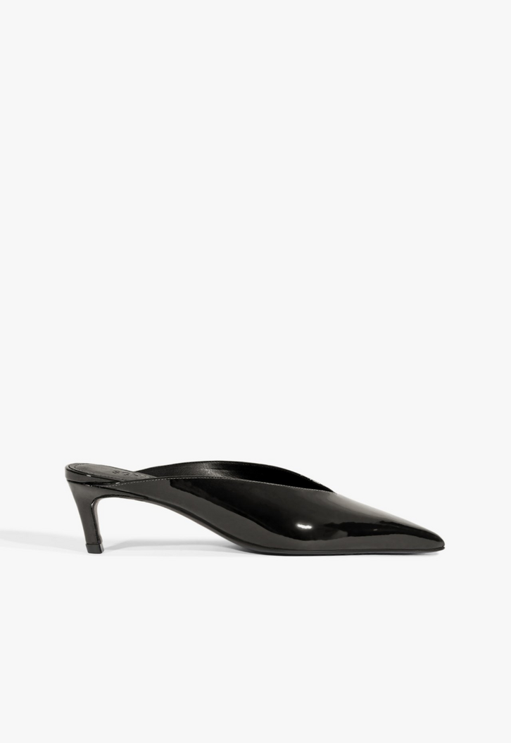 Mule Loren Couro Verniz Preto