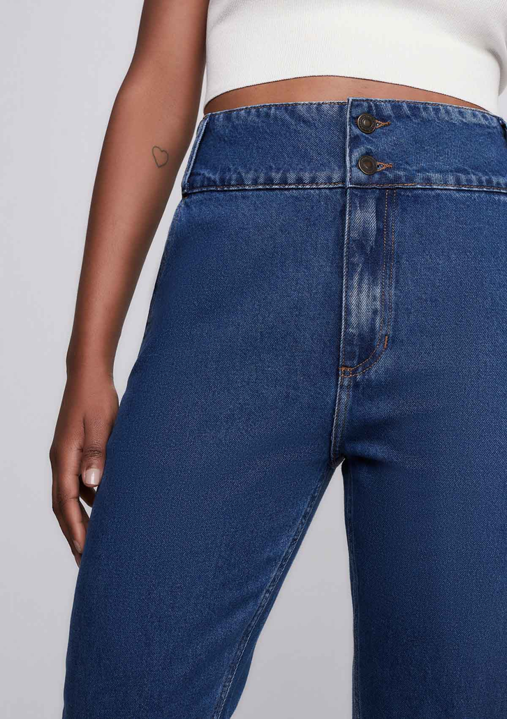 Calça Jeans Azul DZARM Flare Cintura Super Alta E-co2 Denim
