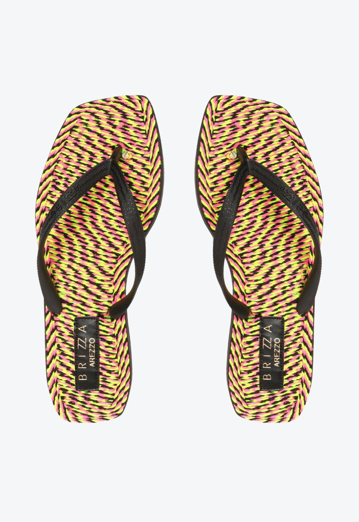 Chinelo De Dedo Preto Brizza Square Crochê