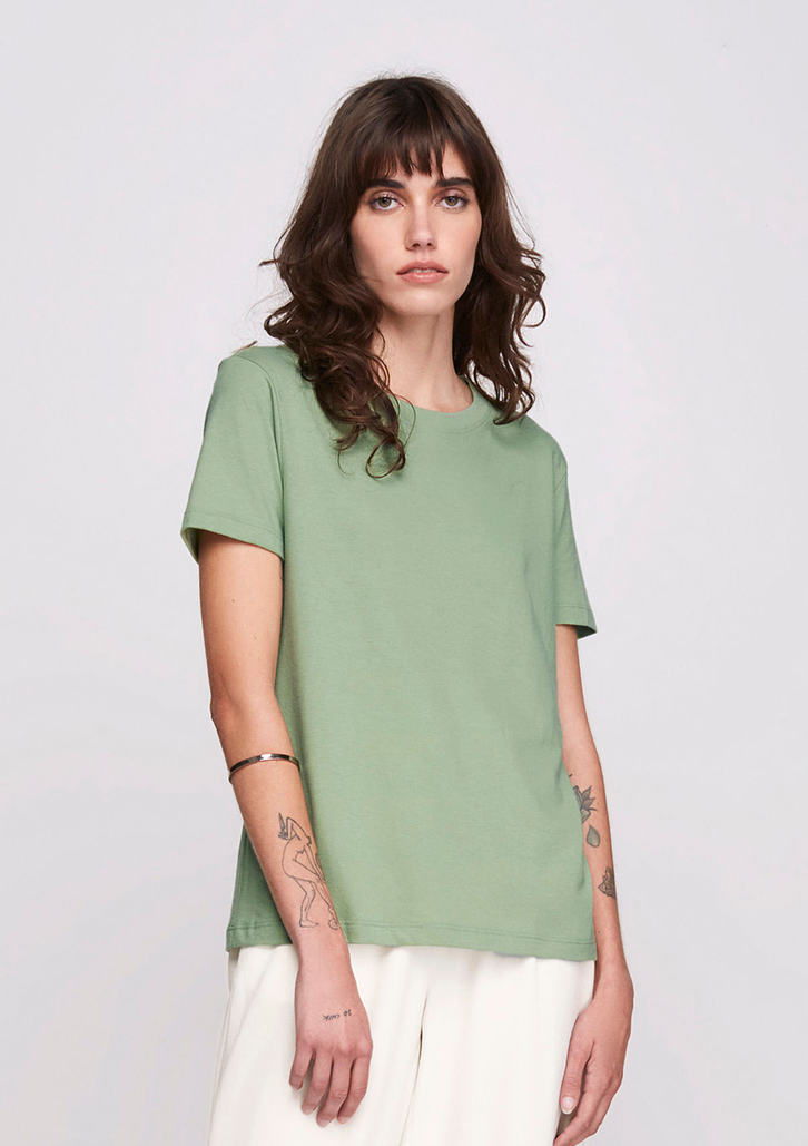 Blusa Verde Dzarm Básica Manga Curta Em Malha