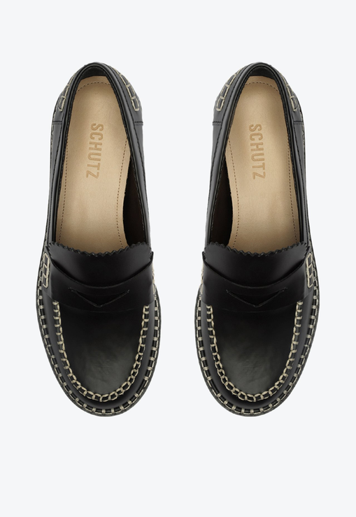 Mocassim Christie Couro Emblem Preto