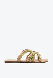 Rasteira Natural Verde Anacapri Tiras Trançadas Blush E