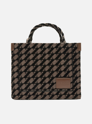 Bolsa Shopping Marrom Arezzo Jacquard Média Bicolor