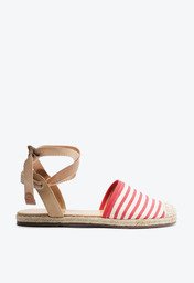 Sandália Espadrille Amarração Natural Branca e Vermelha