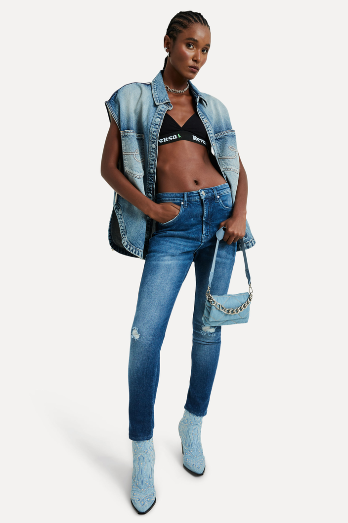CALÇA JEANS AZUL REVERSA SKINNY NICK HIGH BLUE
