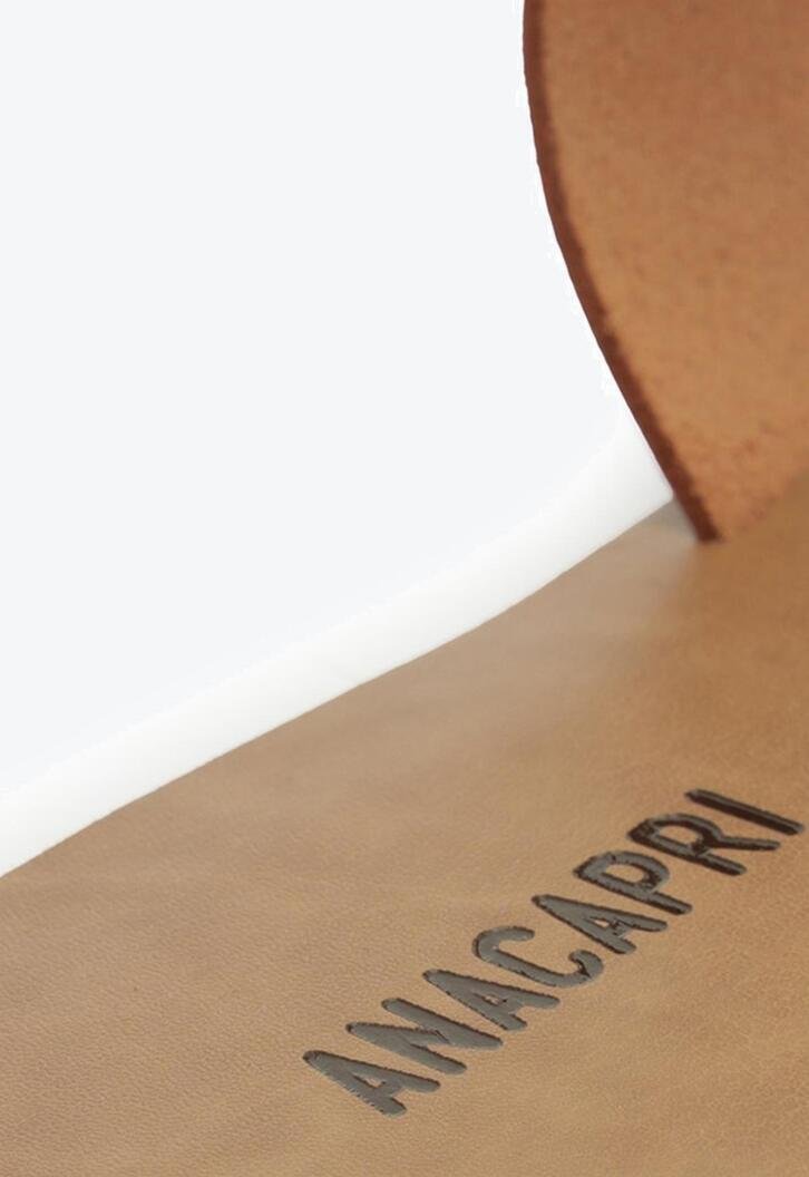 Rasteira Tiras Paralelas Esfera Pop Couro Marrom