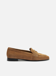 Mocassim Bege Suede Tira Medalha