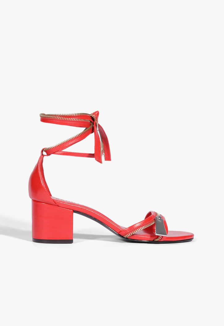 Sandália Vermelha Schutz Dev Bloc Couro | ZZ MALL