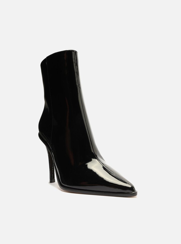 Bota Preta Arezzo Verniz Cano Curto Salto Alto Fino
