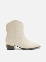 Bota Branca Arezzo Couro Cano Curto Salto Baixo West