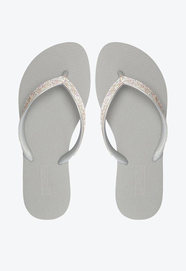 Chinelo De Dedo Prateado Brizza Strass Essential