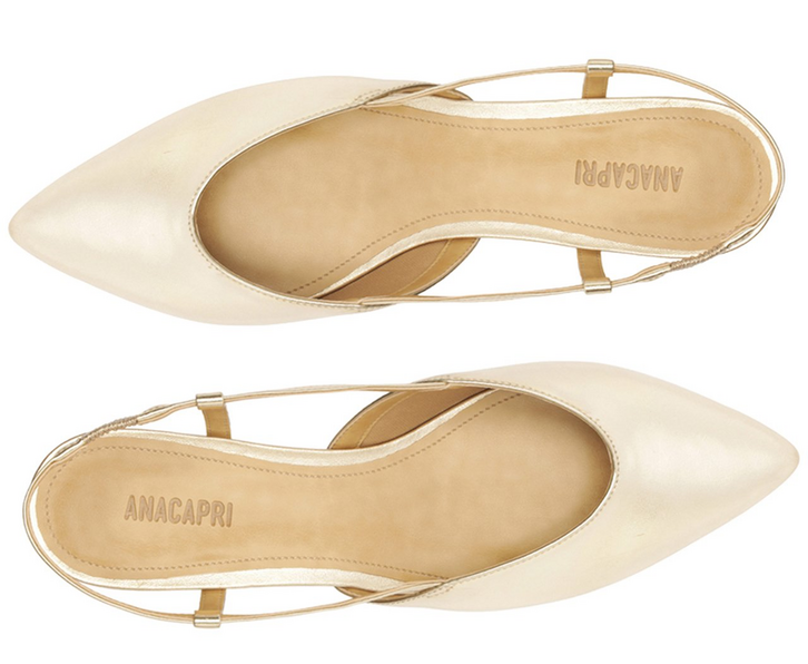 Sapatilha Slingback Ponta Fina Dourada | ZZ MALL