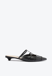 Sapato Mule Preta Schutz Salto Baixo Evette Couro