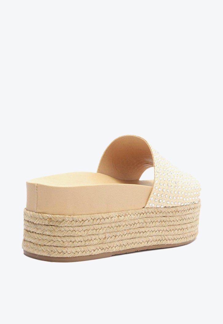 Sandália Flatform Bege Arezzo Natural Palha