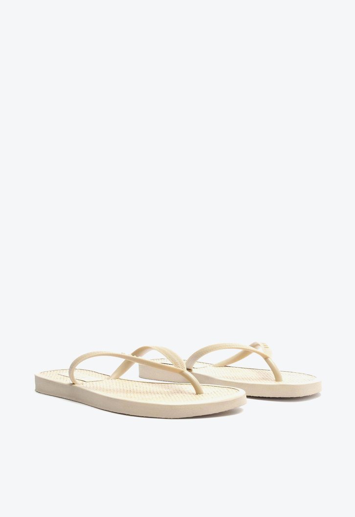 Chinelo De Dedo Bege Brizza  Panacota Jelly Bico Redondo