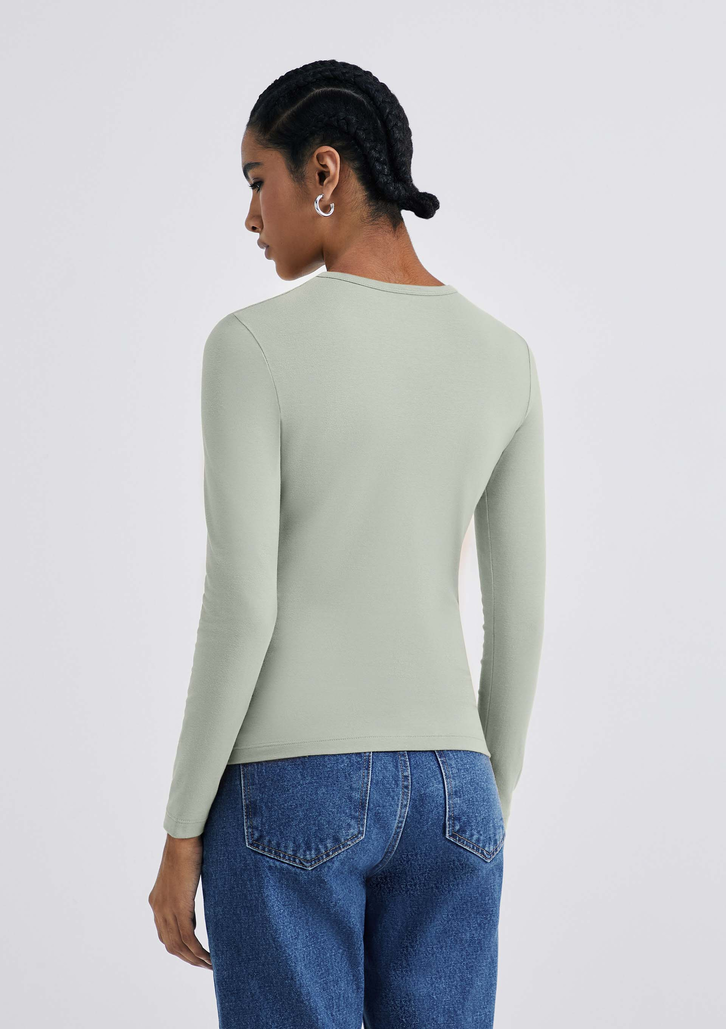 Blusa Verde Hering Básica Manga Longa Slim