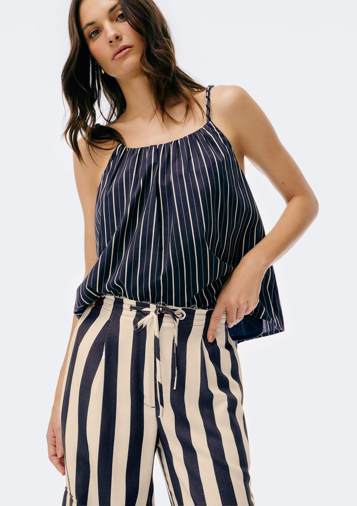 Calça Creme Hering Cargo Fio Tinto Com Linho
