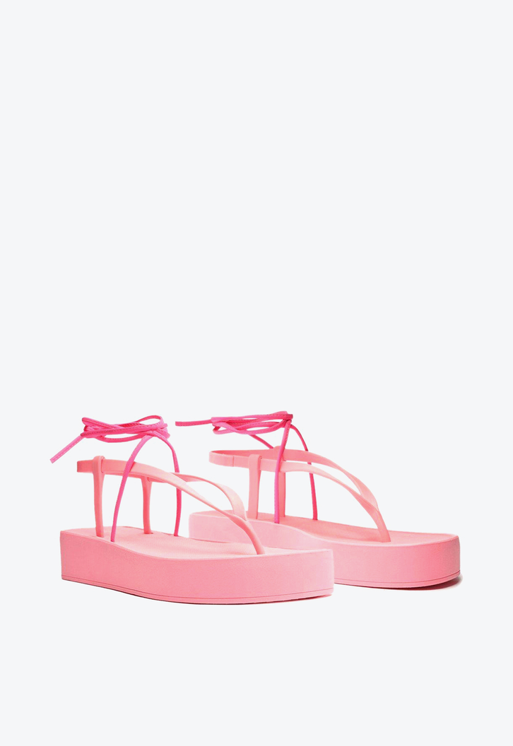 Sandália Flatform Rosa Brizza  Amarração Bela