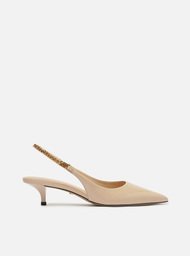 Scarpin Branco Salto Kitten Slingback Corrente