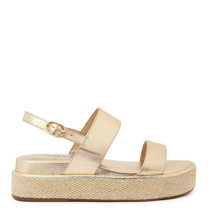 sandalia couro plataforma