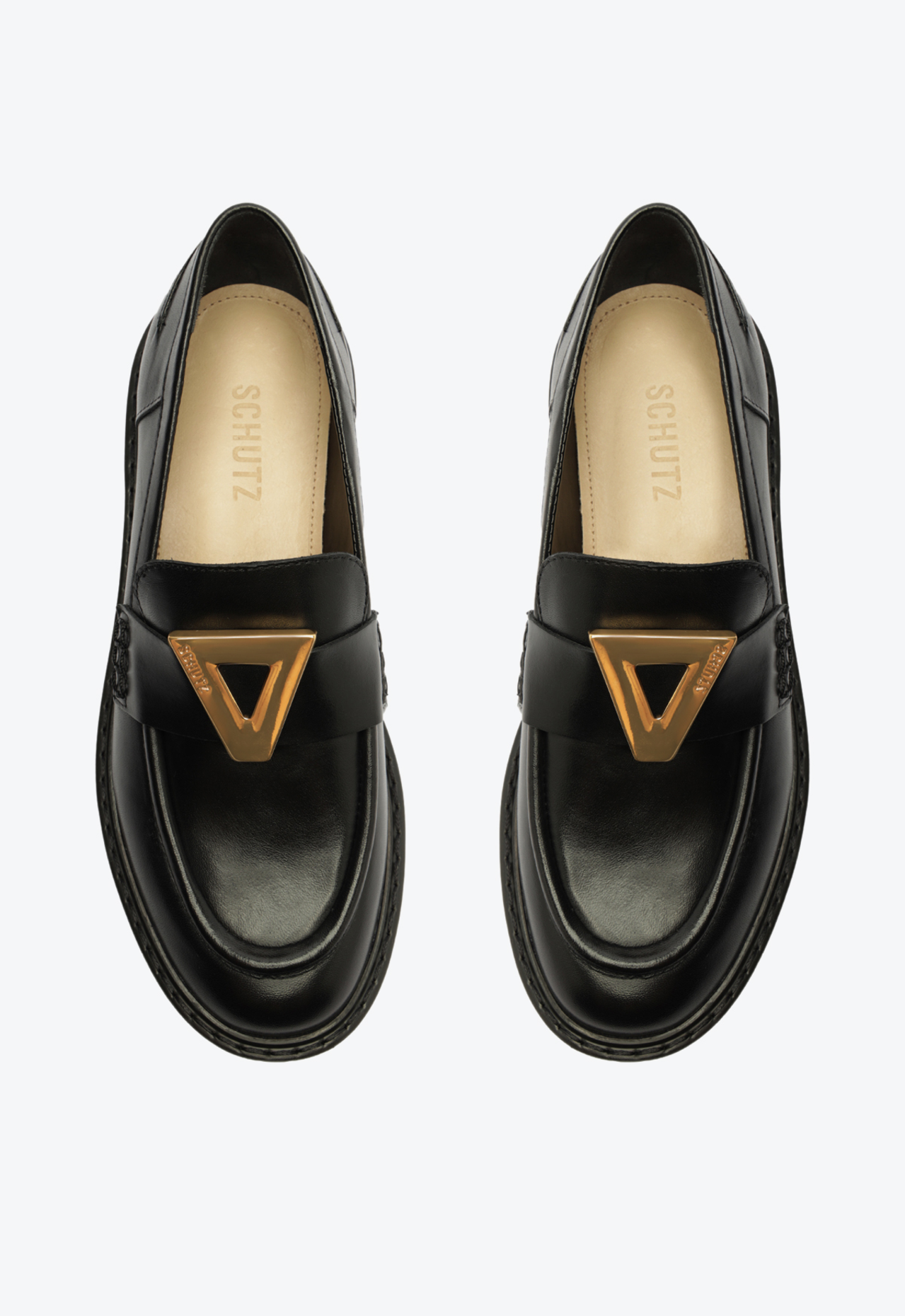 【半額】 Preto Mocassim Schutz MALL ZZ | Couro Id Christie Tratorado ピアス